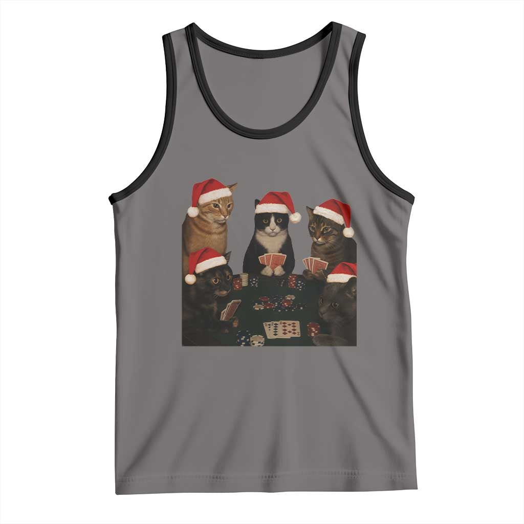 Poker Cats Christmas Meme Shirt Tank Top Funny Gambling Cat - Wonder Print Shop