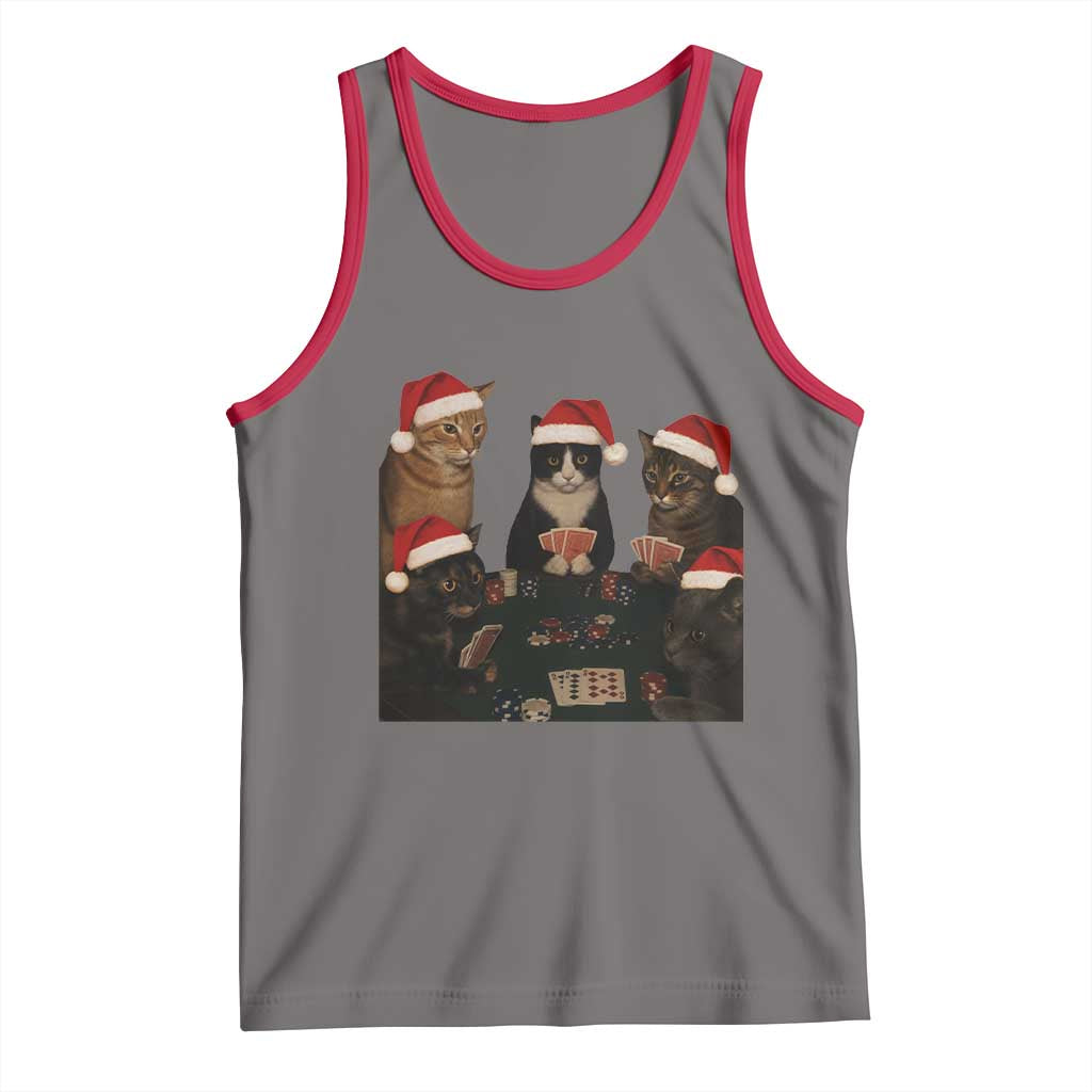 Poker Cats Christmas Meme Shirt Tank Top Funny Gambling Cat - Wonder Print Shop