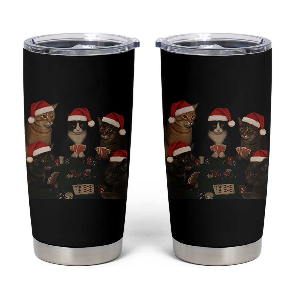 Poker Cats Christmas Meme Shirt Tumbler Cup Funny Gambling Cat - Wonder Print Shop