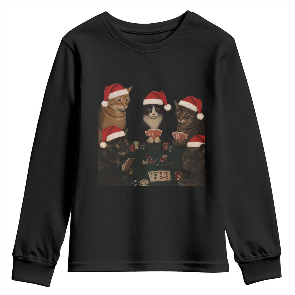 Poker Cats Christmas Meme Shirt Youth Sweatshirt Funny Gambling Cat - Wonder Print Shop