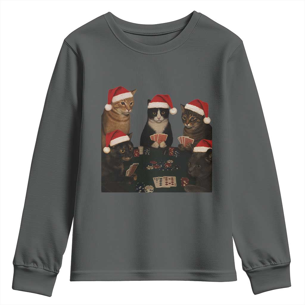 Poker Cats Christmas Meme Shirt Youth Sweatshirt Funny Gambling Cat - Wonder Print Shop