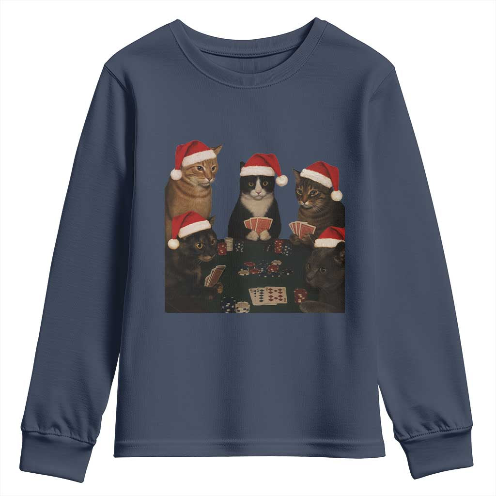 Poker Cats Christmas Meme Shirt Youth Sweatshirt Funny Gambling Cat - Wonder Print Shop