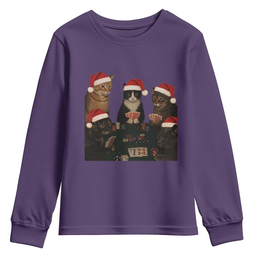 Poker Cats Christmas Meme Shirt Youth Sweatshirt Funny Gambling Cat - Wonder Print Shop