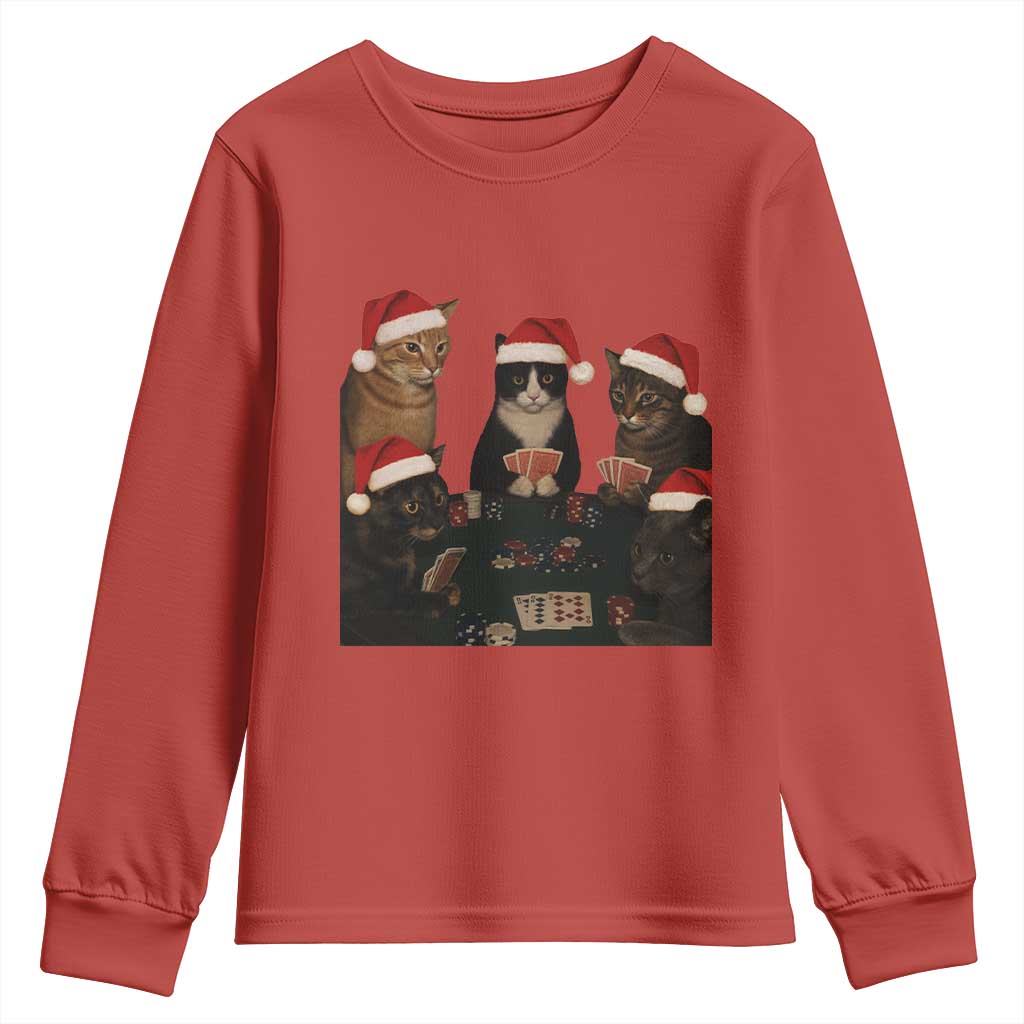 Poker Cats Christmas Meme Shirt Youth Sweatshirt Funny Gambling Cat - Wonder Print Shop