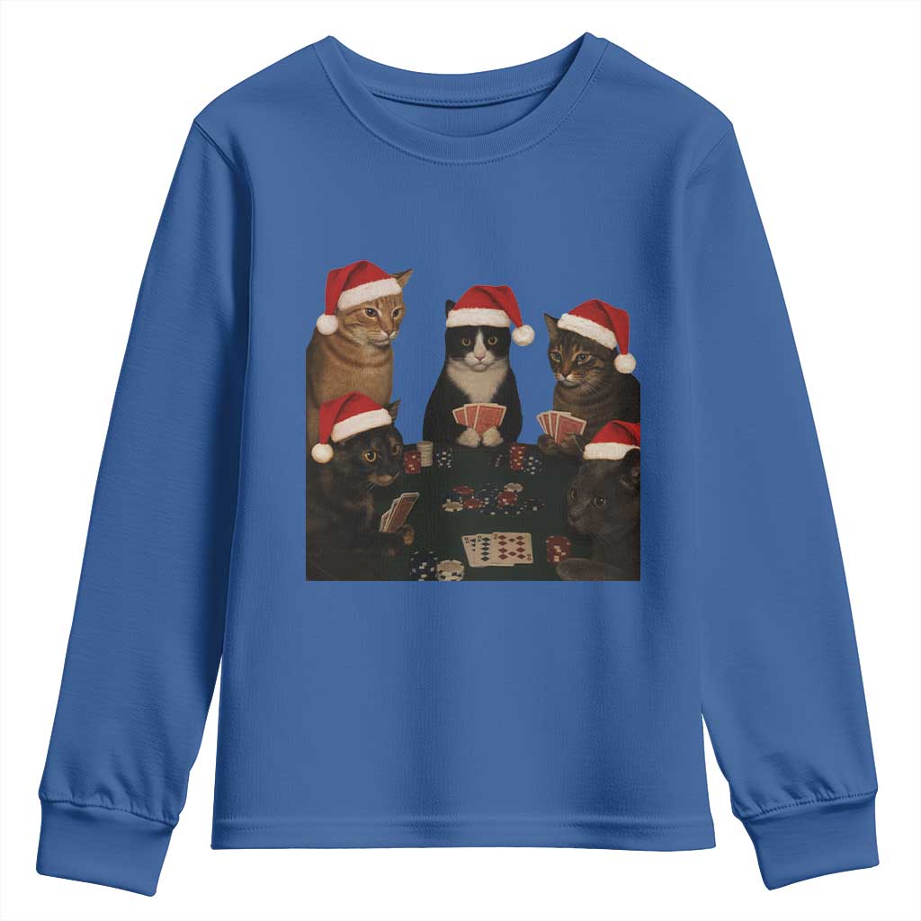 Poker Cats Christmas Meme Shirt Youth Sweatshirt Funny Gambling Cat - Wonder Print Shop