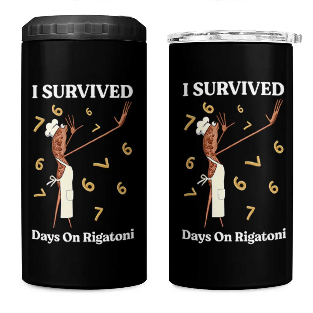 Marcus The Worm Meme 4 in 1 Can Cooler Tumbler I Survived 67 Days On Rigatoni - Wonder Print Shop