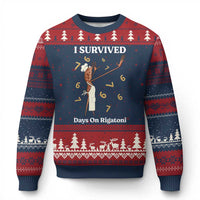 Marcus The Worm Meme Ugly Christmas Sweater I Survived 67 Days On Rigatoni - Wonder Print Shop