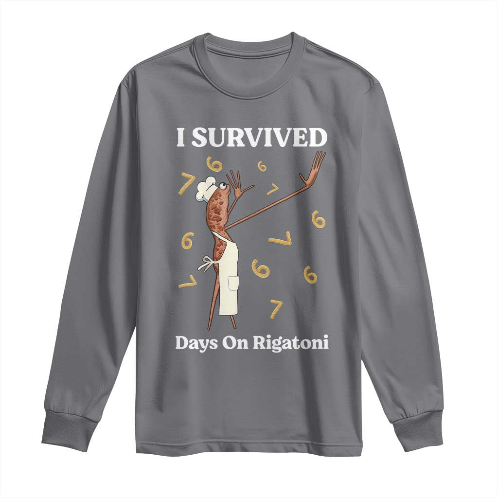 Marcus The Worm Meme Long Sleeve Shirt I Survived 67 Days On Rigatoni - Wonder Print Shop