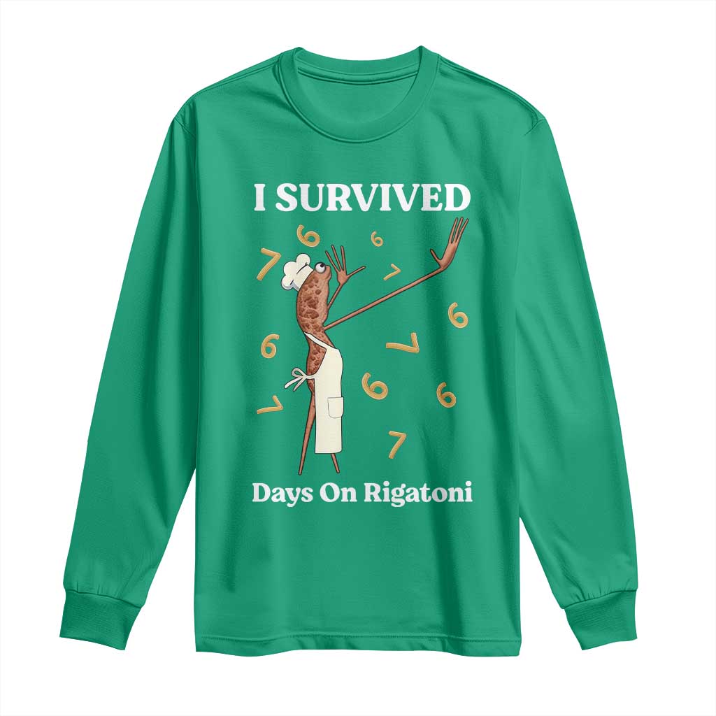 Marcus The Worm Meme Long Sleeve Shirt I Survived 67 Days On Rigatoni - Wonder Print Shop