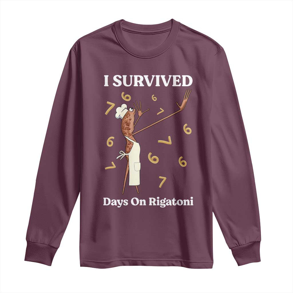 Marcus The Worm Meme Long Sleeve Shirt I Survived 67 Days On Rigatoni - Wonder Print Shop