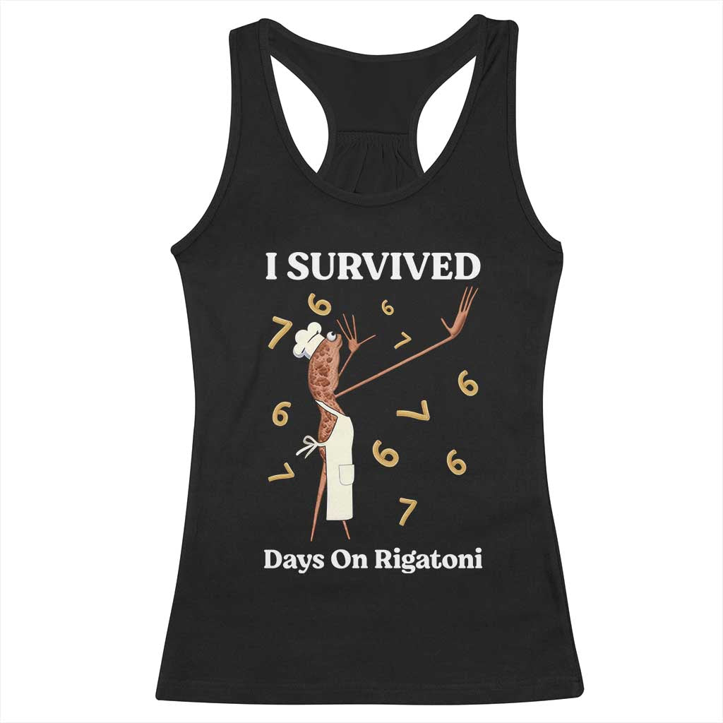 Marcus The Worm Meme Racerback Tank Top I Survived 67 Days On Rigatoni - Wonder Print Shop