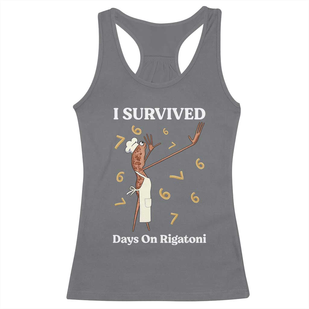 Marcus The Worm Meme Racerback Tank Top I Survived 67 Days On Rigatoni - Wonder Print Shop
