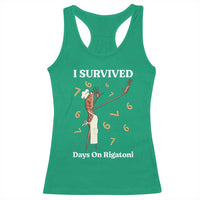 Marcus The Worm Meme Racerback Tank Top I Survived 67 Days On Rigatoni - Wonder Print Shop