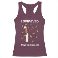 Marcus The Worm Meme Racerback Tank Top I Survived 67 Days On Rigatoni - Wonder Print Shop