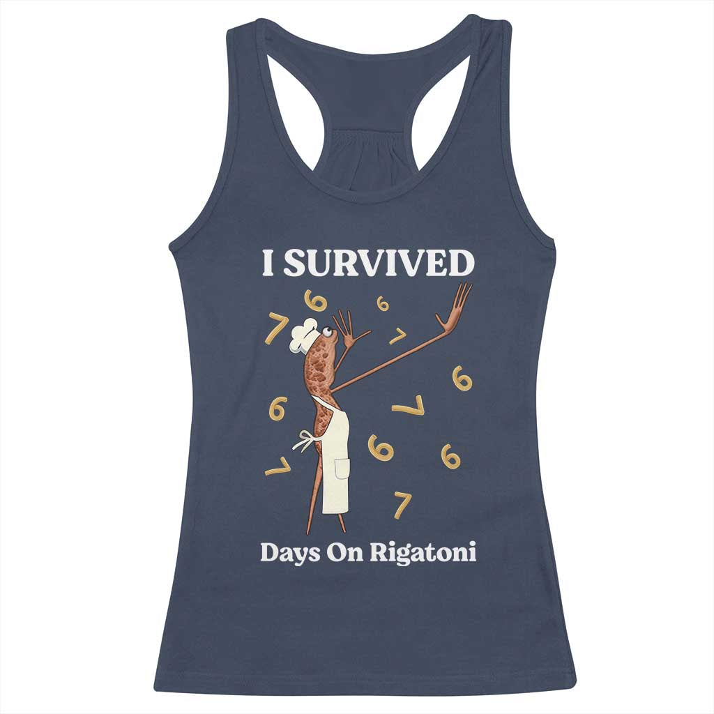 Marcus The Worm Meme Racerback Tank Top I Survived 67 Days On Rigatoni - Wonder Print Shop