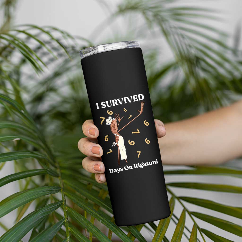 Marcus The Worm Meme Skinny Tumbler I Survived 67 Days On Rigatoni - Wonder Print Shop