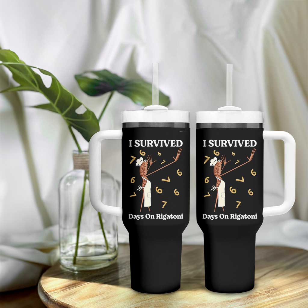 Marcus The Worm Meme Tumbler With Handle I Survived 67 Days On Rigatoni - Wonder Print Shop