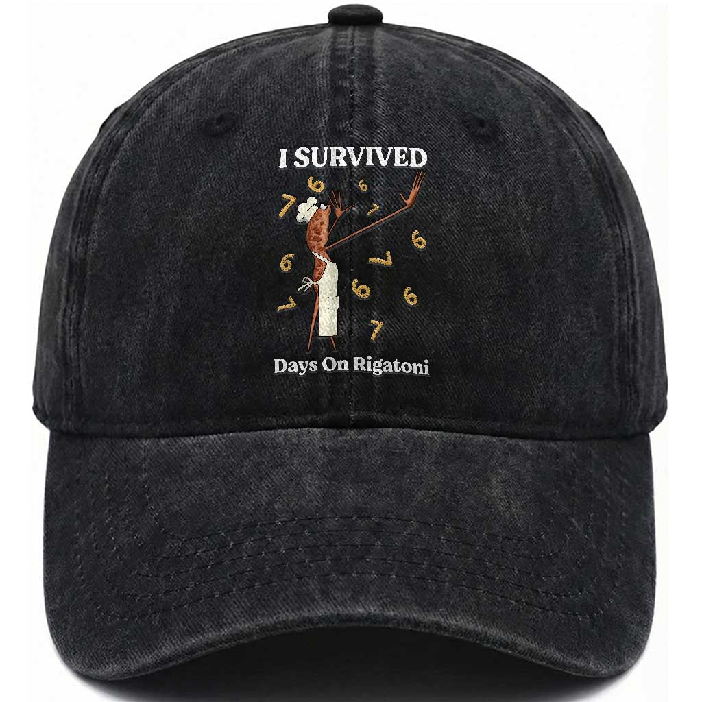 Marcus The Worm Meme Washed Cotton Baseball Cap I Survived 67 Days On Rigatoni