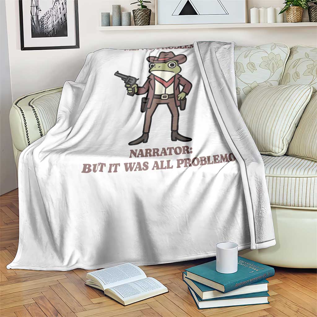 Cowboy Frog Meme Throw Blanket Funny Me No Problemo Narrator - Wonder Print Shop