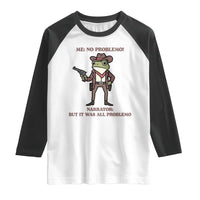 Cowboy Frog Meme Raglan Shirt Funny Me No Problemo Narrator - Wonder Print Shop