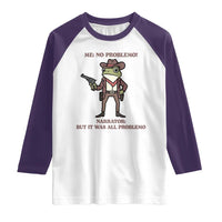 Cowboy Frog Meme Raglan Shirt Funny Me No Problemo Narrator - Wonder Print Shop