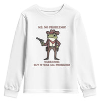 Cowboy Frog Meme Youth Sweatshirt Funny Me No Problemo Narrator - Wonder Print Shop