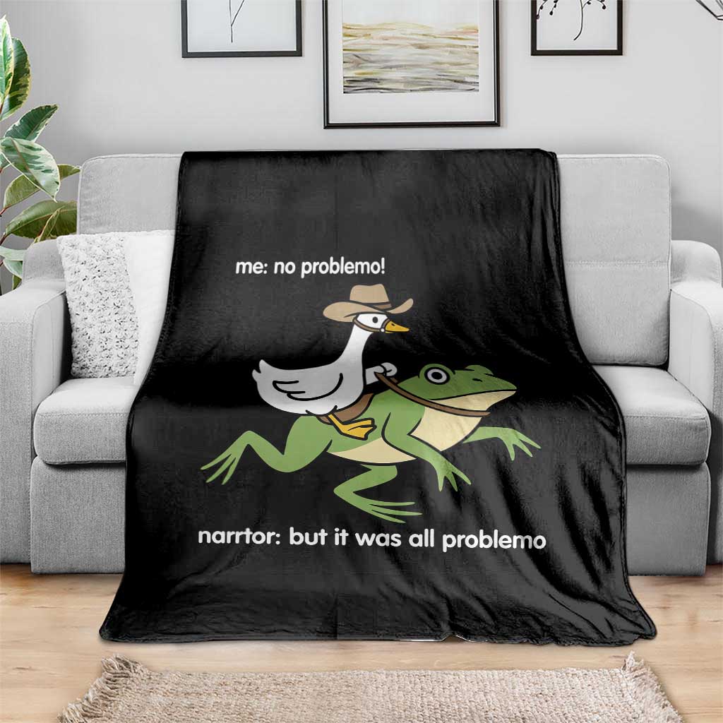 Cowboy Goose Meme Throw Blanket Funny Frog Me No Problemo Narrator - Wonder Print Shop