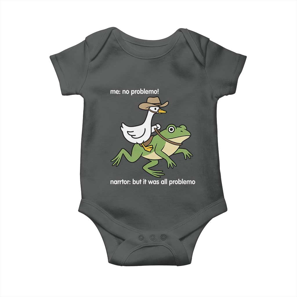 Cowboy Goose Meme Baby Onesie Funny Frog Me No Problemo Narrator - Wonder Print Shop