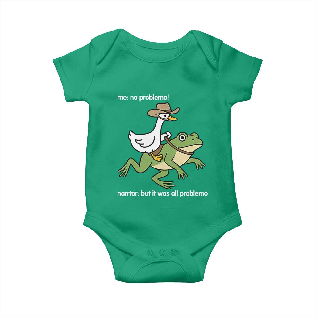 Cowboy Goose Meme Baby Onesie Funny Frog Me No Problemo Narrator - Wonder Print Shop