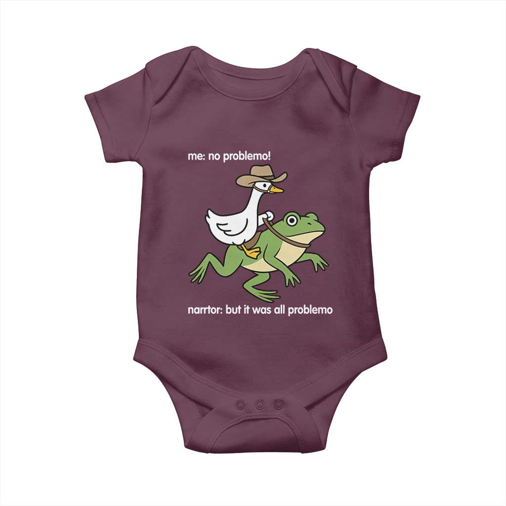 Cowboy Goose Meme Baby Onesie Funny Frog Me No Problemo Narrator - Wonder Print Shop