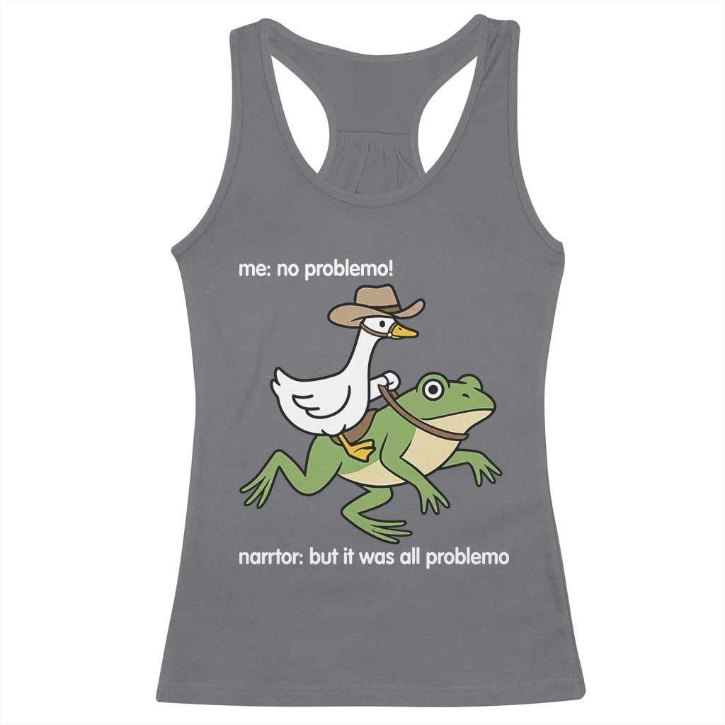 Cowboy Goose Meme Racerback Tank Top Funny Frog Me No Problemo Narrator - Wonder Print Shop
