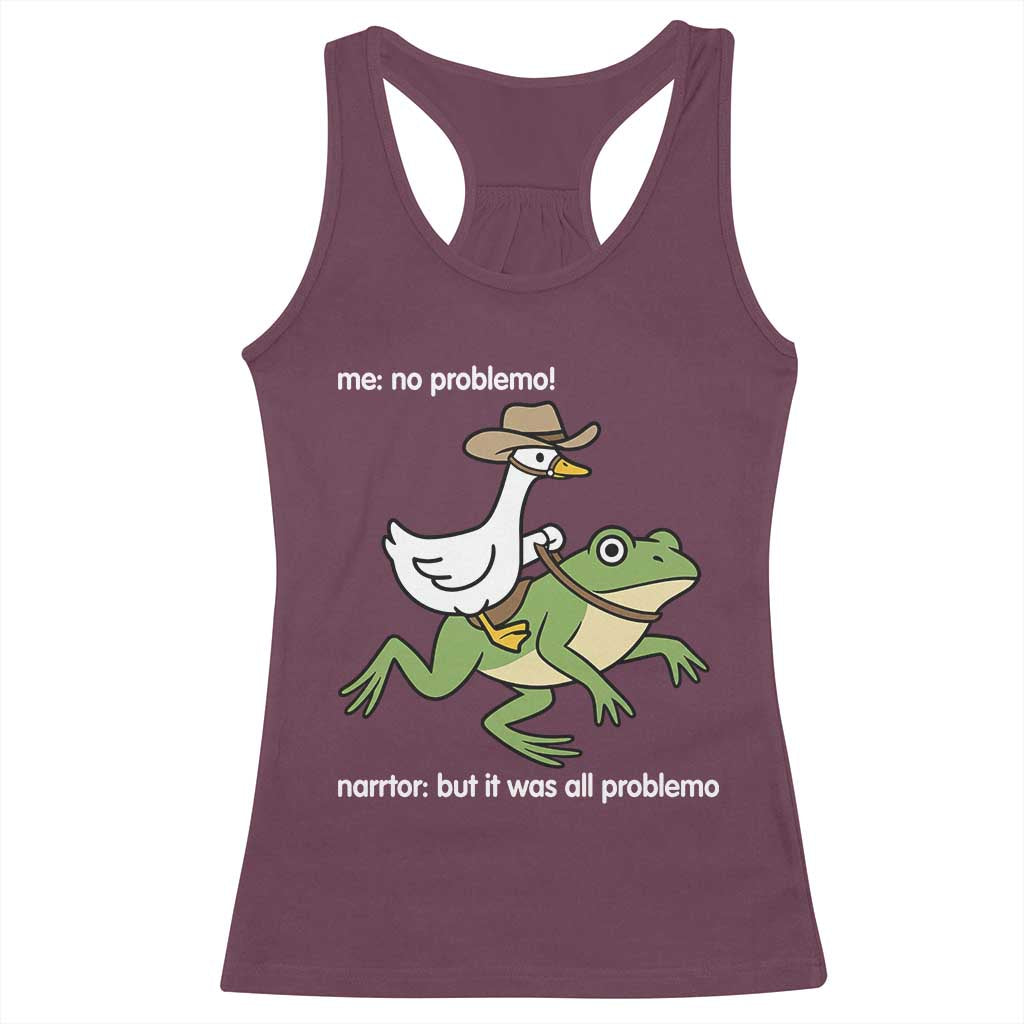 Cowboy Goose Meme Racerback Tank Top Funny Frog Me No Problemo Narrator - Wonder Print Shop