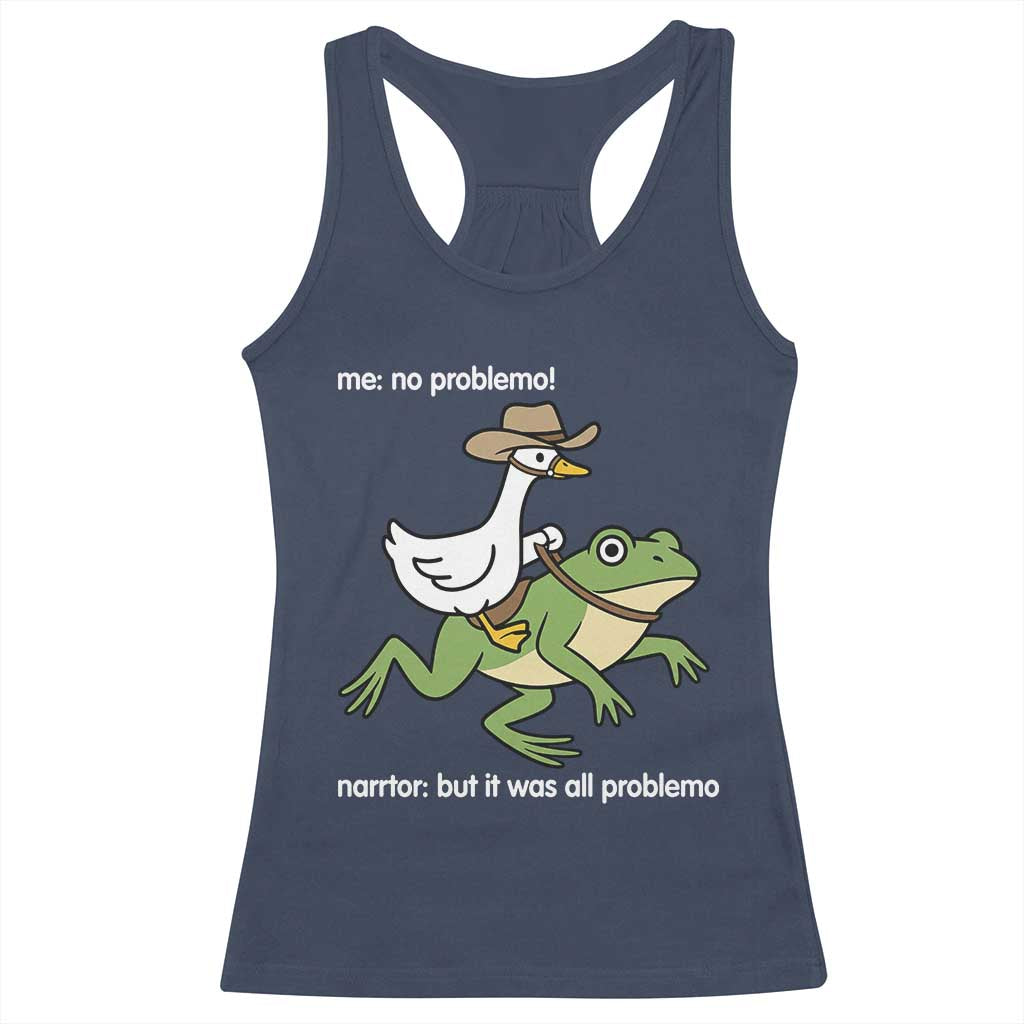 Cowboy Goose Meme Racerback Tank Top Funny Frog Me No Problemo Narrator - Wonder Print Shop