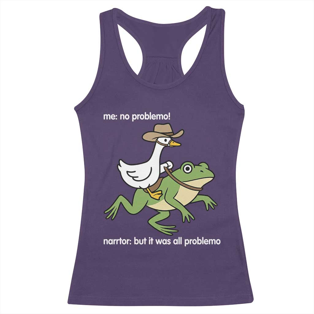 Cowboy Goose Meme Racerback Tank Top Funny Frog Me No Problemo Narrator - Wonder Print Shop