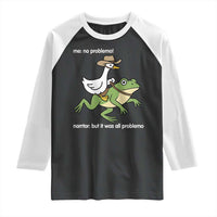 Cowboy Goose Meme Raglan Shirt Funny Frog Me No Problemo Narrator - Wonder Print Shop