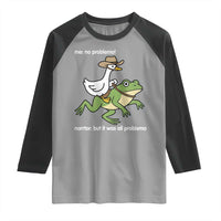 Cowboy Goose Meme Raglan Shirt Funny Frog Me No Problemo Narrator - Wonder Print Shop
