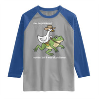 Cowboy Goose Meme Raglan Shirt Funny Frog Me No Problemo Narrator - Wonder Print Shop