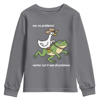 Cowboy Goose Meme Youth Sweatshirt Funny Frog Me No Problemo Narrator - Wonder Print Shop