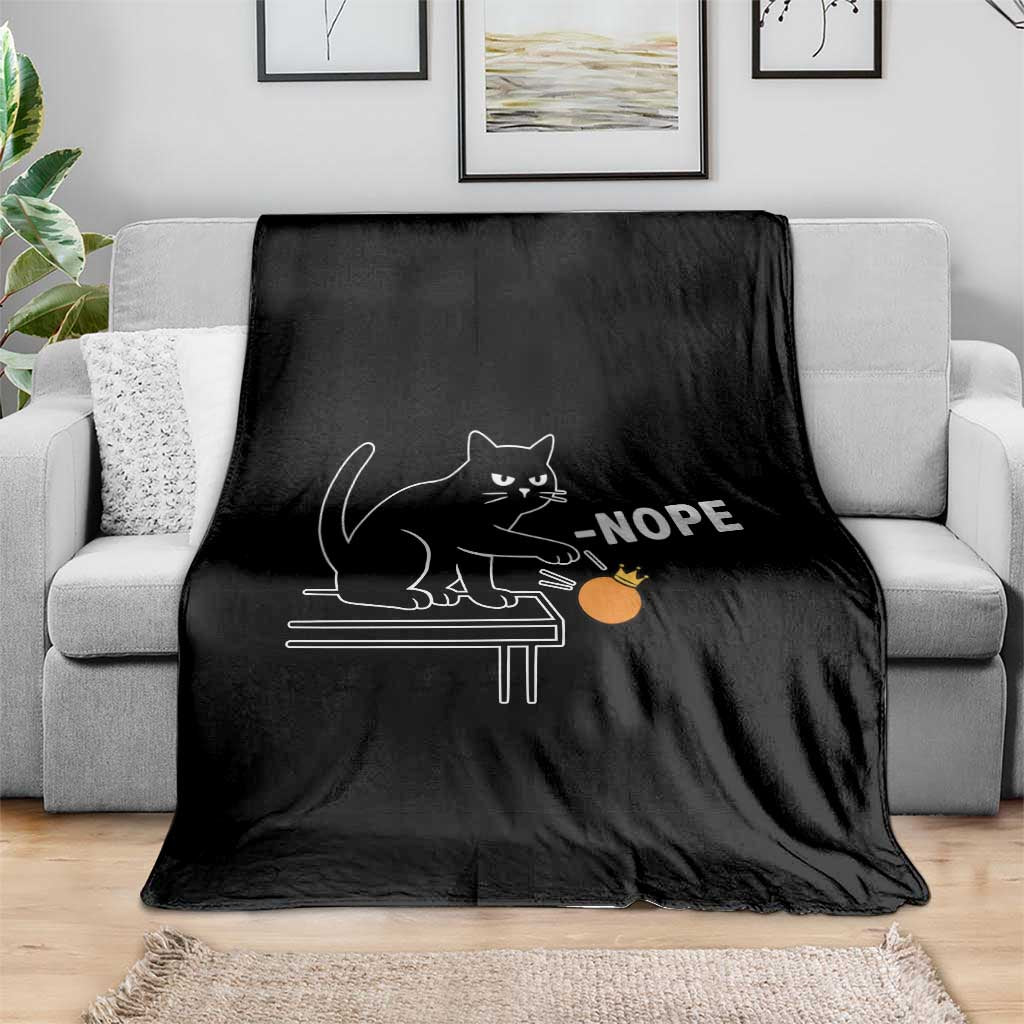 No Kings Protest Throw Blanket Funny Cat Kicking Crown - Wonder Print Shop