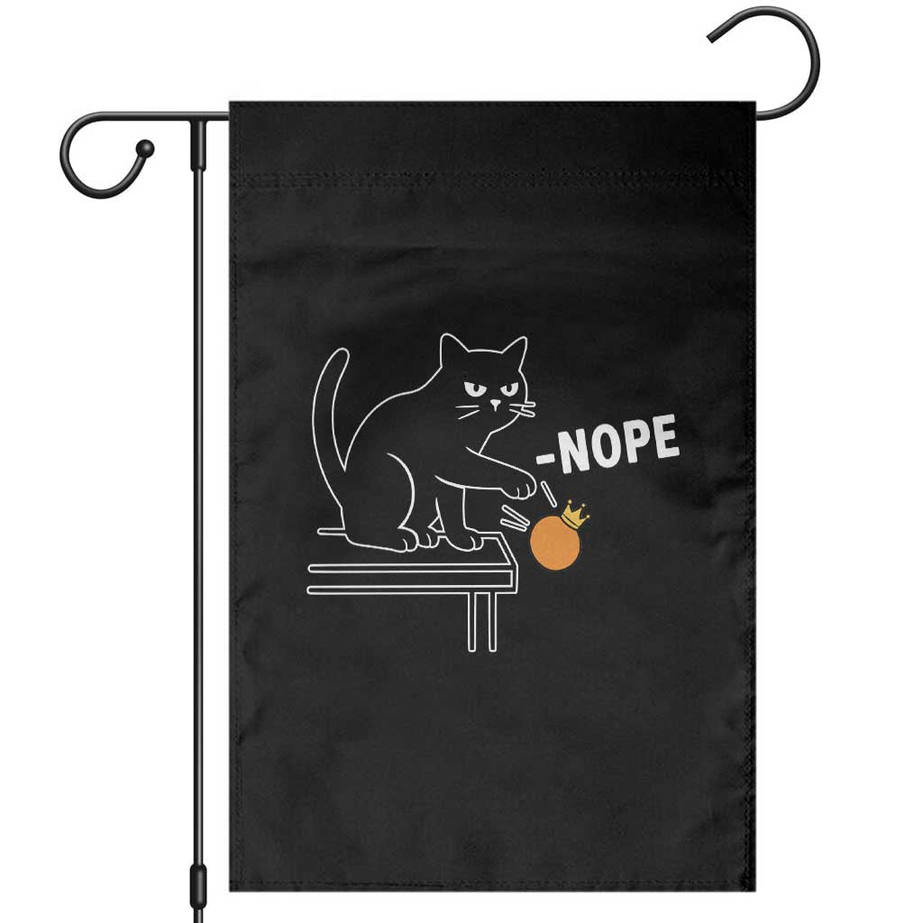 No Kings Protest Garden Flag Funny Cat Kicking Crown - Wonder Print Shop