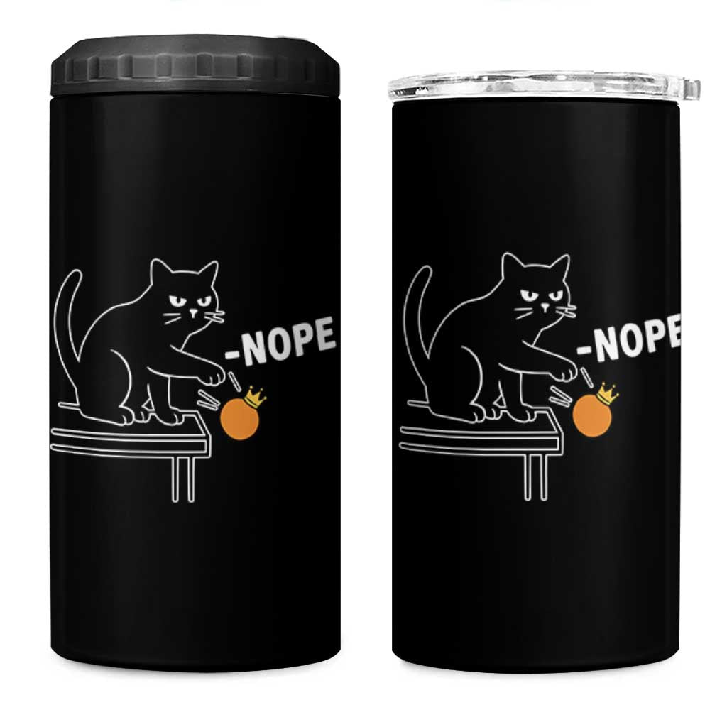 No Kings Protest 4 in 1 Can Cooler Tumbler Funny Cat Kicking Crown - Wonder Print Shop