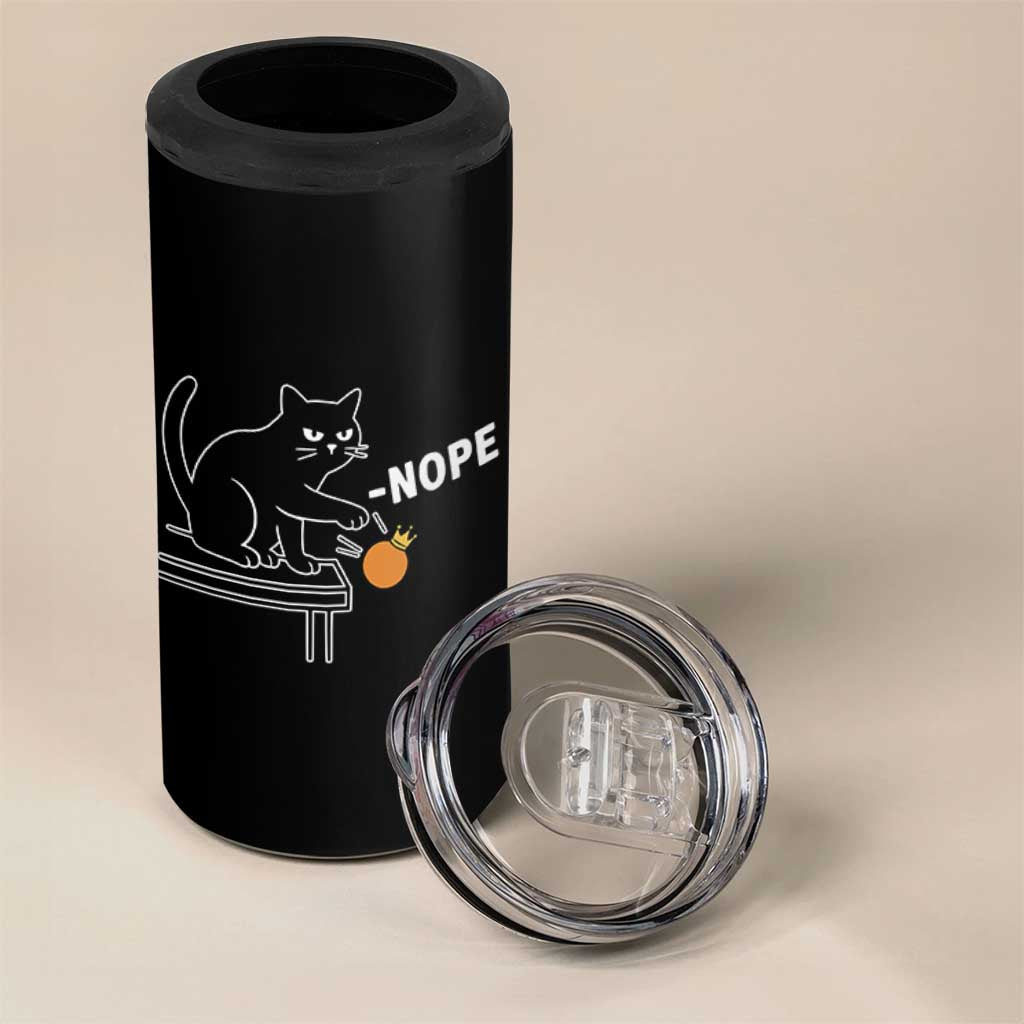 No Kings Protest 4 in 1 Can Cooler Tumbler Funny Cat Kicking Crown - Wonder Print Shop