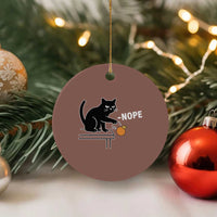 No Kings Protest Ceramic Ornament Funny Cat Kicking Crown - Wonder Print Shop
