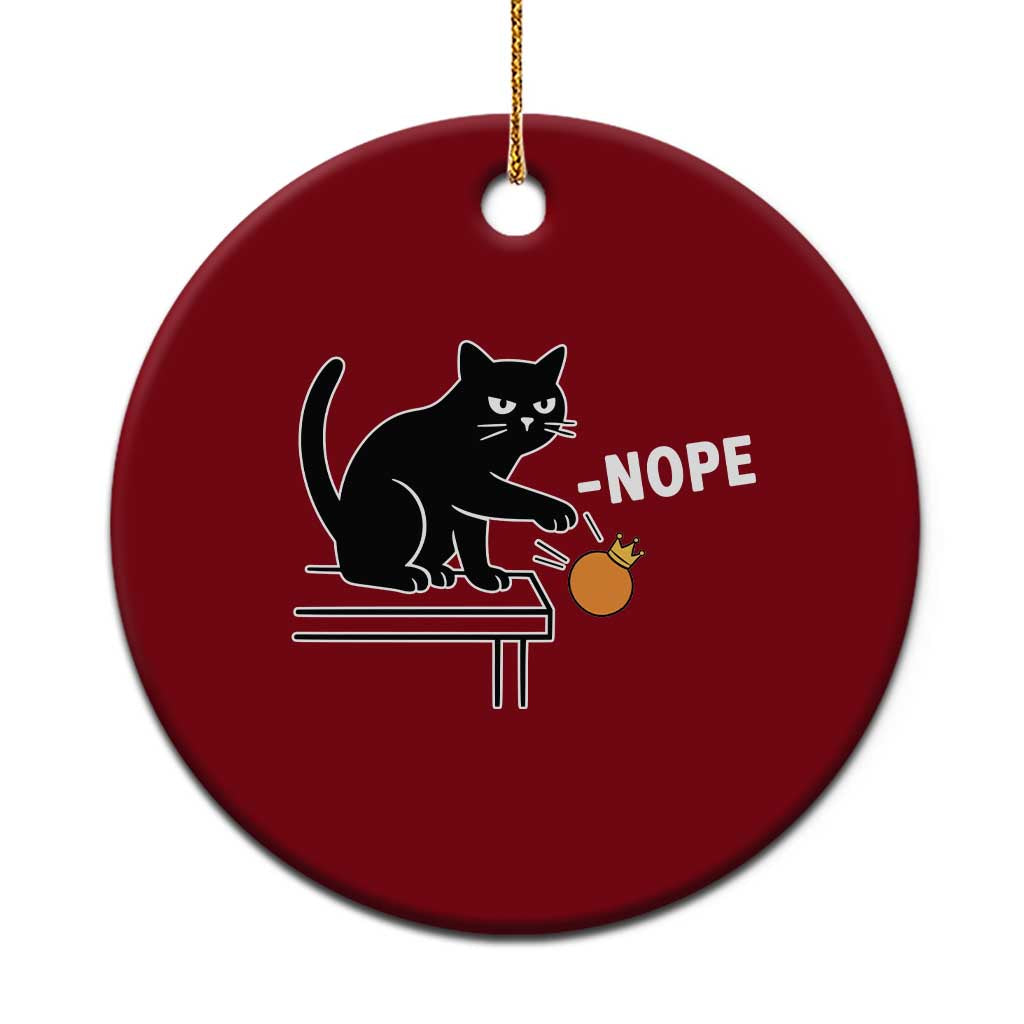 No Kings Protest Ceramic Ornament Funny Cat Kicking Crown - Wonder Print Shop