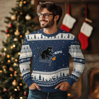 No Kings Protest Ugly Christmas Sweater Funny Cat Kicking Crown - Wonder Print Shop