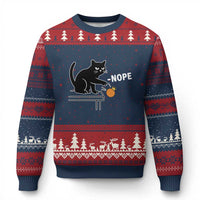 No Kings Protest Ugly Christmas Sweater Funny Cat Kicking Crown - Wonder Print Shop