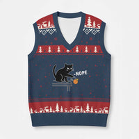 No Kings Protest V-Neck Knit Sweater Vest Funny Cat Kicking Crown - Wonder Print Shop