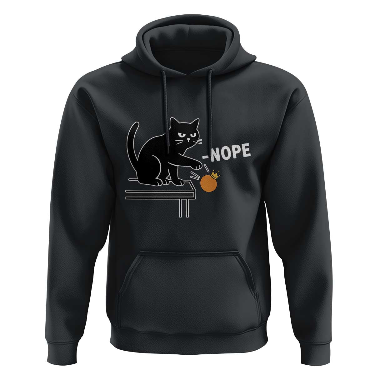 No Kings Protest Hoodie Funny Cat Kicking Crown - Wonder Print Shop