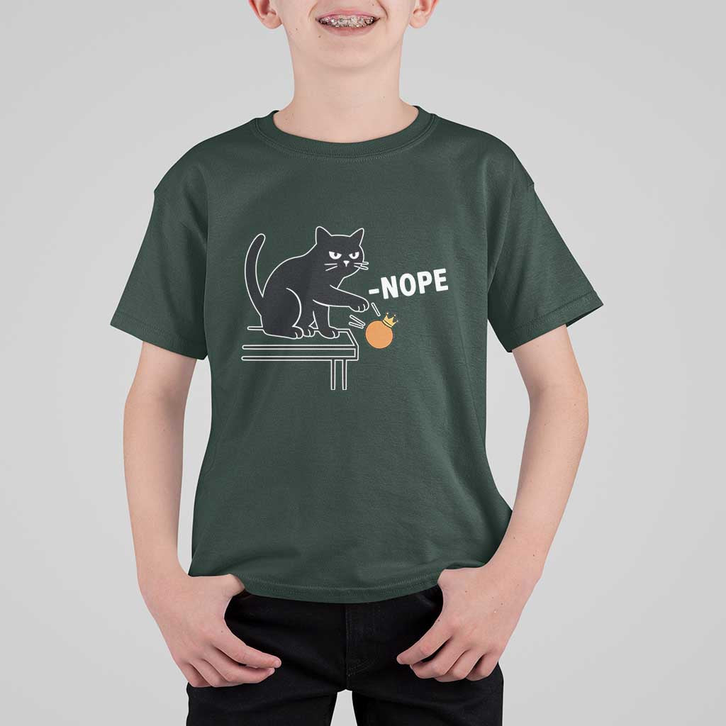 No Kings Protest T Shirt For Kid Funny Cat Kicking Crown - Wonder Print Shop