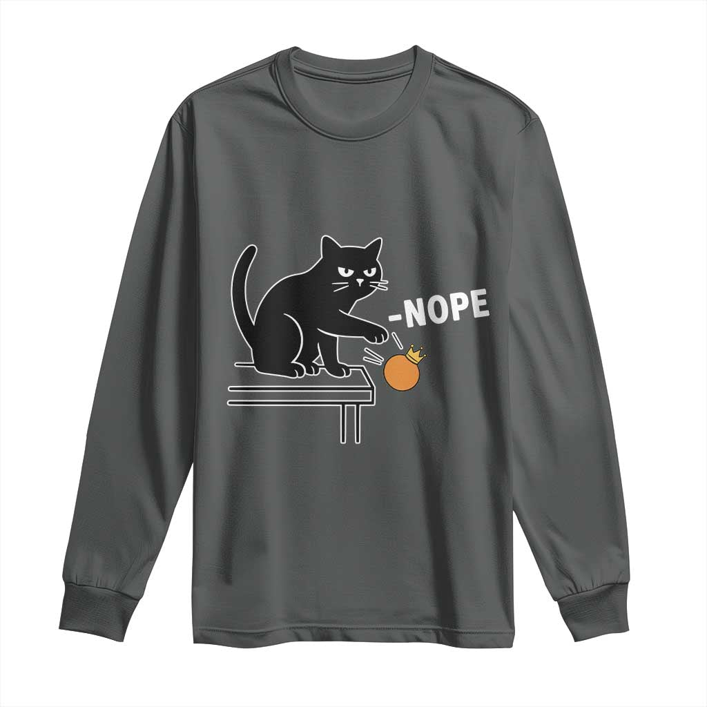No Kings Protest Long Sleeve Shirt Funny Cat Kicking Crown - Wonder Print Shop